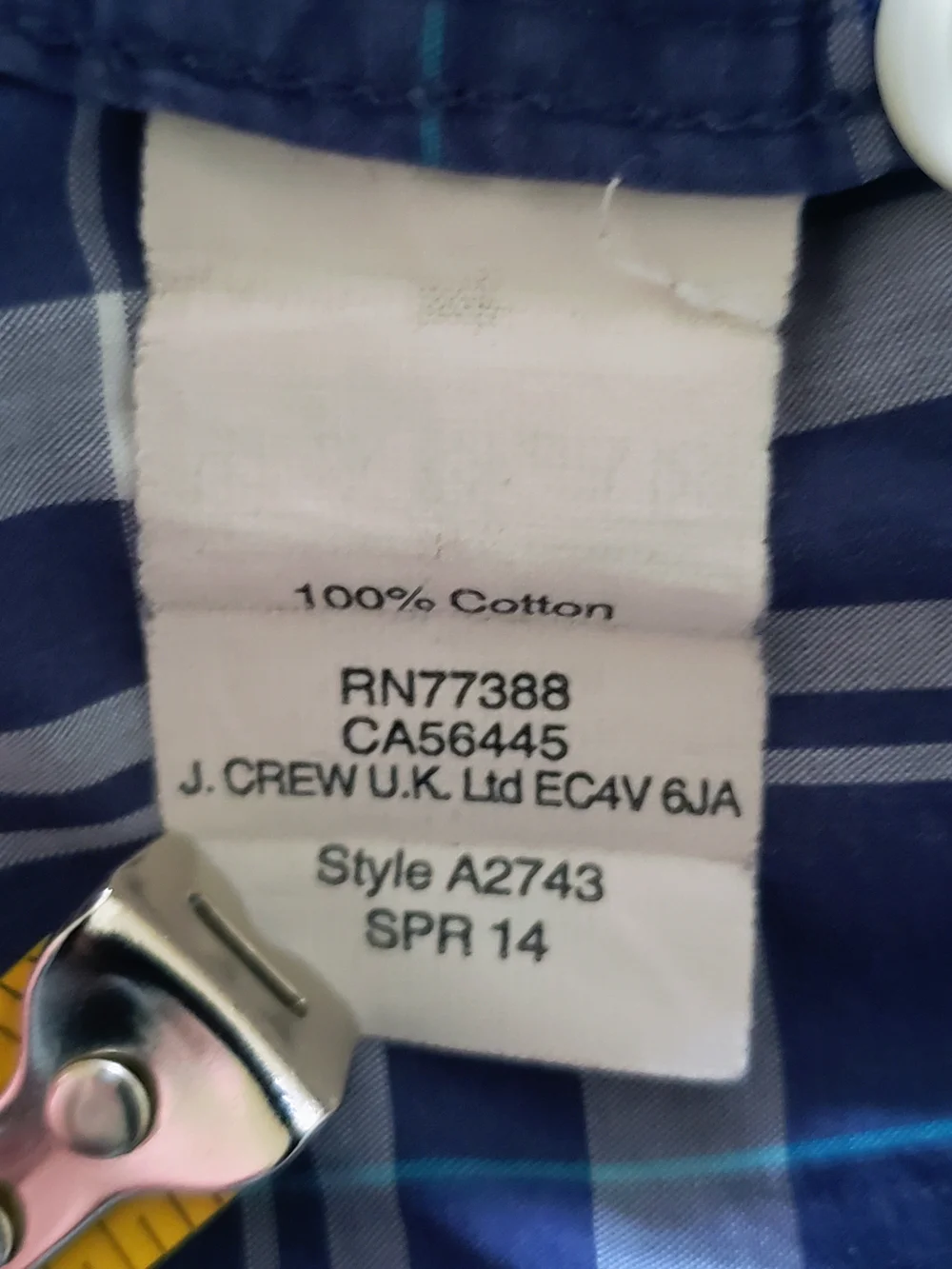 J. Crew Men's Slim Fit Blue & White Plaid Long Sleeve Button-Down Shirt XL